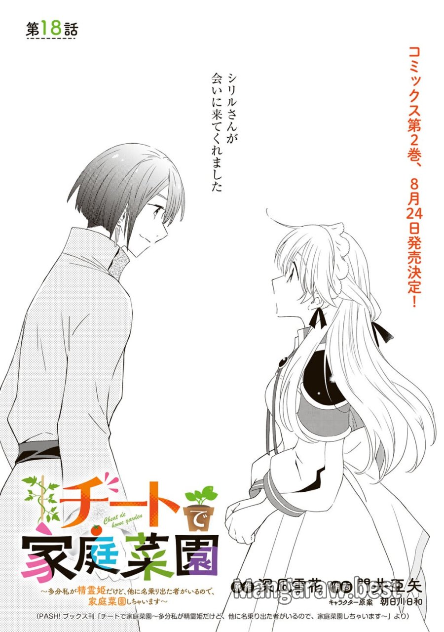 チートで家庭菜園～多分私が精霊姫だけど、他に名乗り出た者がいるので、家庭菜園しちゃいます～ 第18話 - Page 1